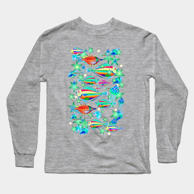 Aquarium Rainbow Long Sleeve T-Shirt by nocturne-design